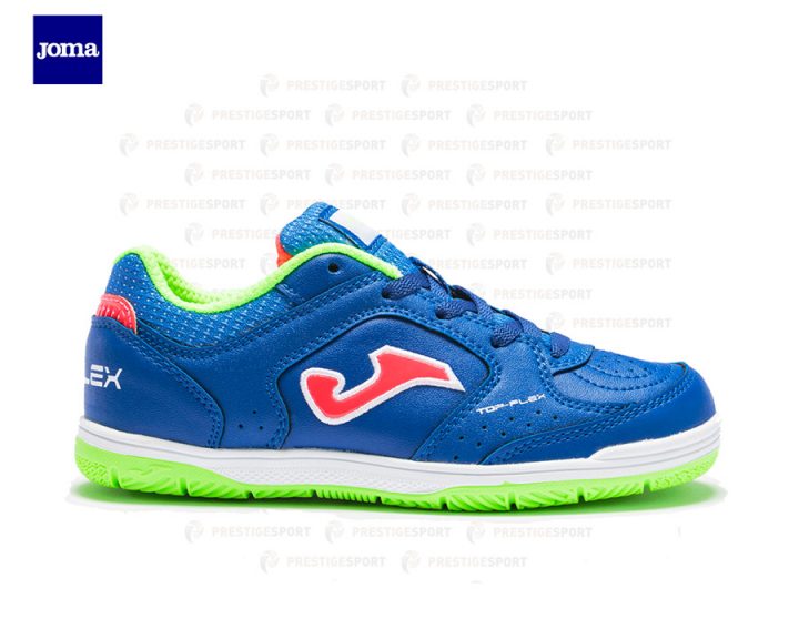 JOMA TOP FLEX JUNIOR 2104 BLU-VERDE FLUO SCARPA CALCIO A 5 INDOOR BAMBINO